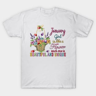 January Girl - Flower Basket T-Shirt